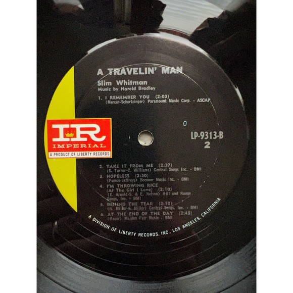 Slim Whitman 15th Anniversary Album / A Travelin' Man LP Imperial Records VG/VG+ - Picture 11 of 11